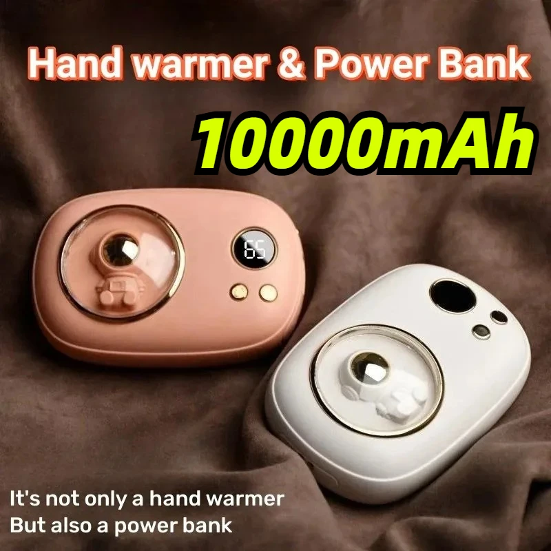 10000mAh New USB Hand Warmer Mini Astronaut Display 2-in-1 Heated Mobile Power Bank Cute Suitable for Girls To Charge Portable view 5