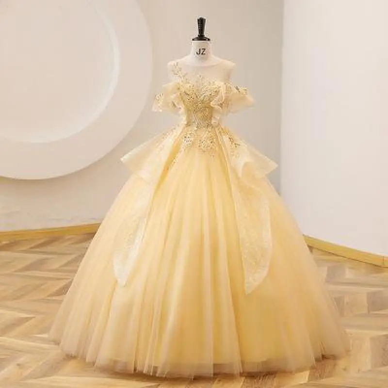 

Illusion Scoop Neck Quinceanera Dresses Flower Sequin Tulle Vestido De Debutante Elegant Floor-length Ball Gown Custom Made