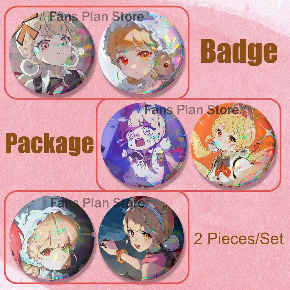 ZZZ A-Alice 2-piece Set Pins Backpack Clothes Jewelry Accessories Cartoon Round Brooch Button Badge Fans Collection Gifts