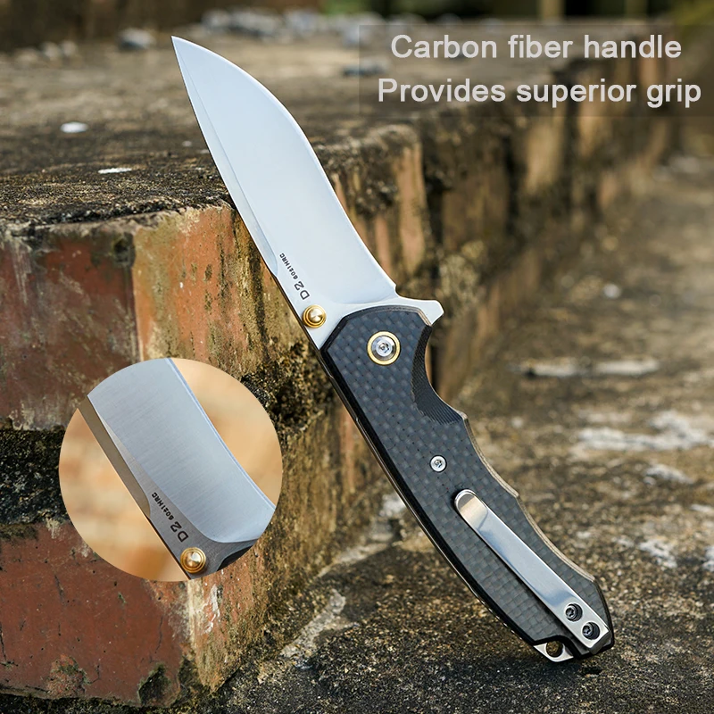 FORESAIL D2 Steel Sharp Folding Knife Outdoor Camping Hunting Cutting Survival Hiking Kitchen Fruits Pocket Clip EDC Tool Knife view 4