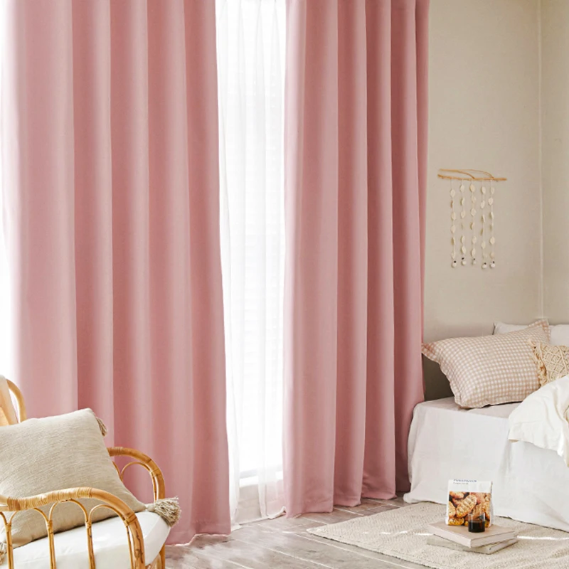 

Modern Blackout Curtains For Bedroom pink Color Girl Curtians For Living Room Window Treatment Drapes High Shading 85% Custom