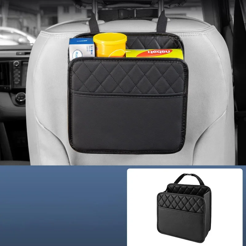 Black Multifunctional Car Back Seat Storage Bag Universal Car Seat Back Organizer Pocket Hanging Storage Holder For Water Bottle