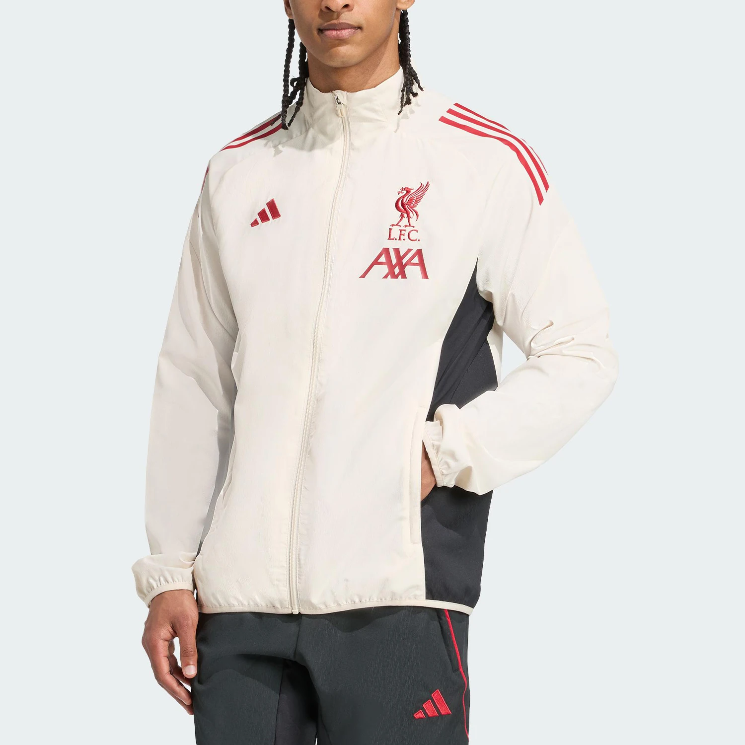 

Оригинальная мужская и женская летняя футбольная куртка Adidas с воротником-стойкой, облегающего кроя, модель JV6571