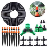 5-30M 2 way Micro stand Drip Irrigation Garden Watering  set System Adjustable Automatic Kits Spray Cooling Potted Lawn Yard Tap