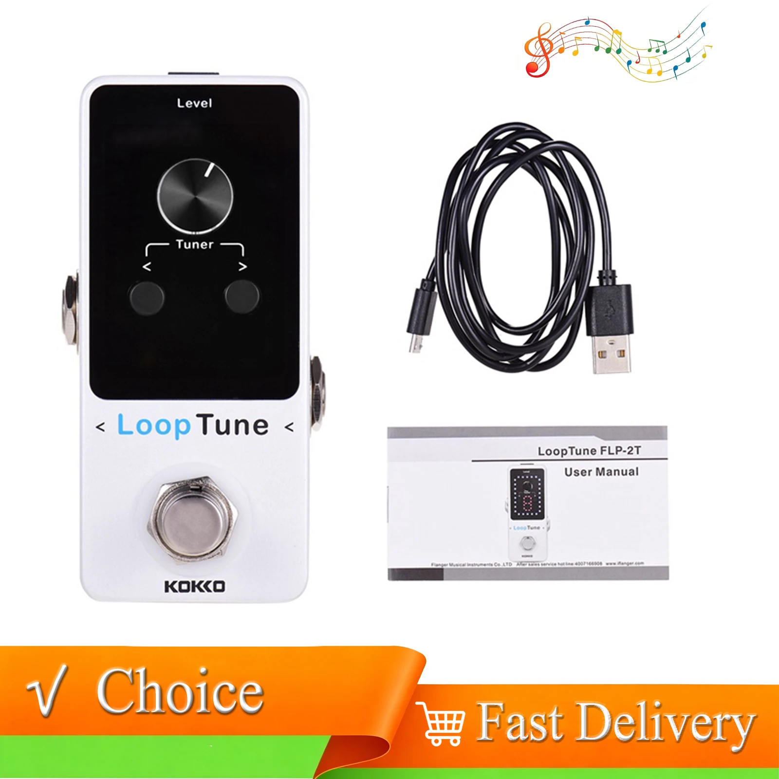 KOKKO FLP-2T Electric Guitar Effects Pedal Loop Built-in Tuner Mini Pedal True Bypass Electric Guitar Parts Accessories