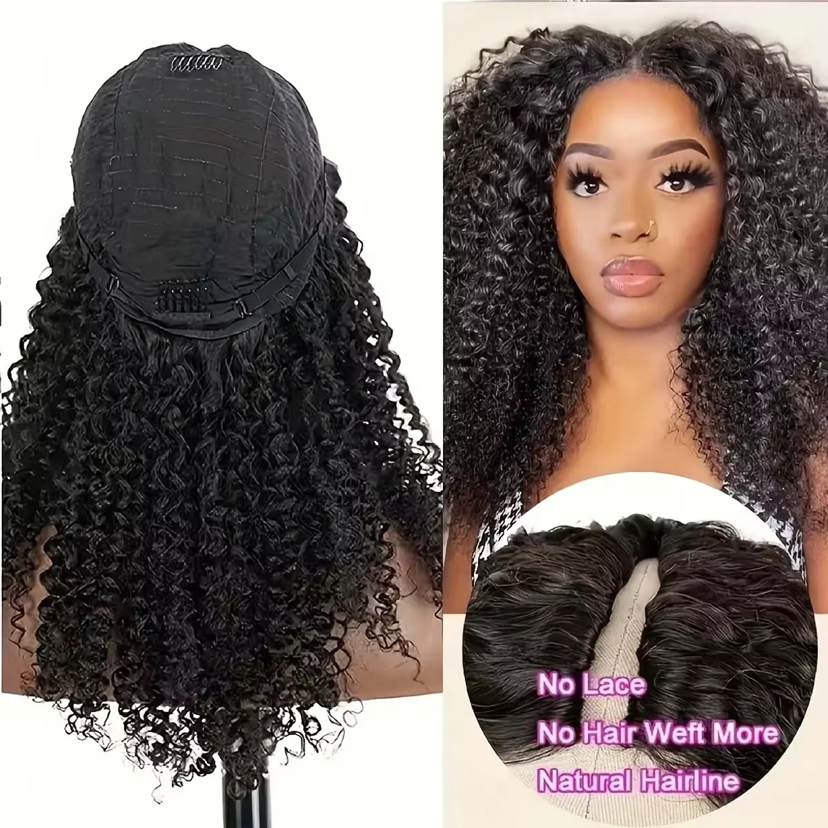 30 Inch Curly V Part Wig Human - Sewing V 评论和价格