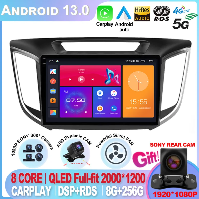 

Android 13 Car Radio For Hyundai Creta IX25 2015 2016 2017 2018 2019 Multimedia Video Player Navigation GPS 2din Head Unit DVD