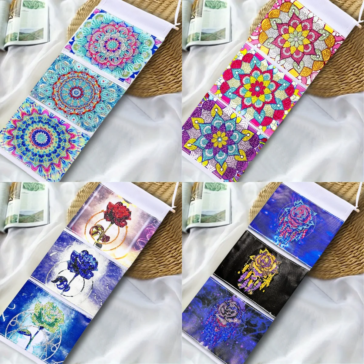 1 set di borse portaoggetti fai da te Mandala Diamond Art, borse appese per pittura con diamanti impermeabili, kit di pittura con diamanti murali