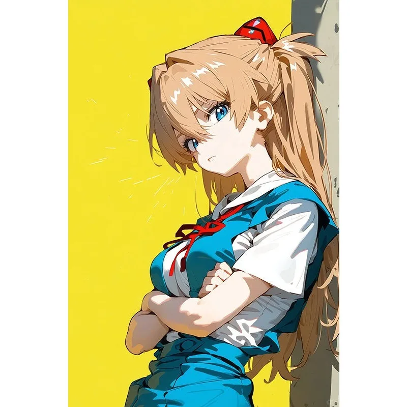 Anime Evangelion Asuka Unframed Canvas HD Poster Wall Decor for Bedroom Dorm Living Room Game Room