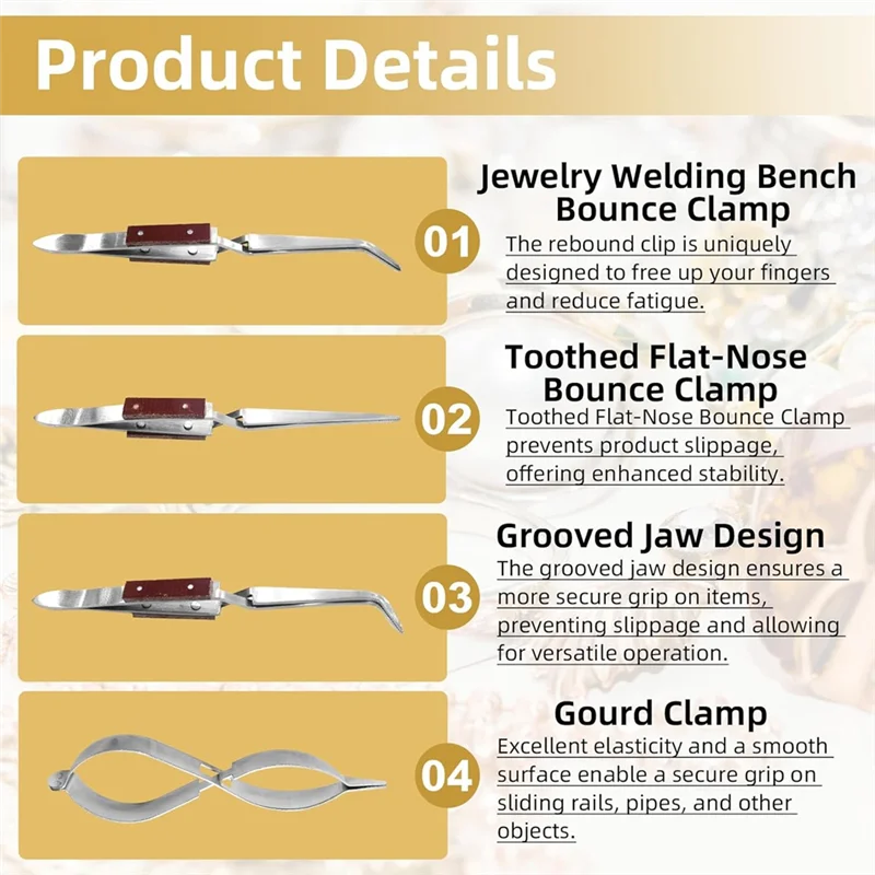AT02-مجموعة كتلة لحام المجوهرات 2 كتل على شكل قرص العسل 3 ملاقط 1 ملقط نحاسي 1 مشبك معدني 2 حقيبة تخزين، لحام