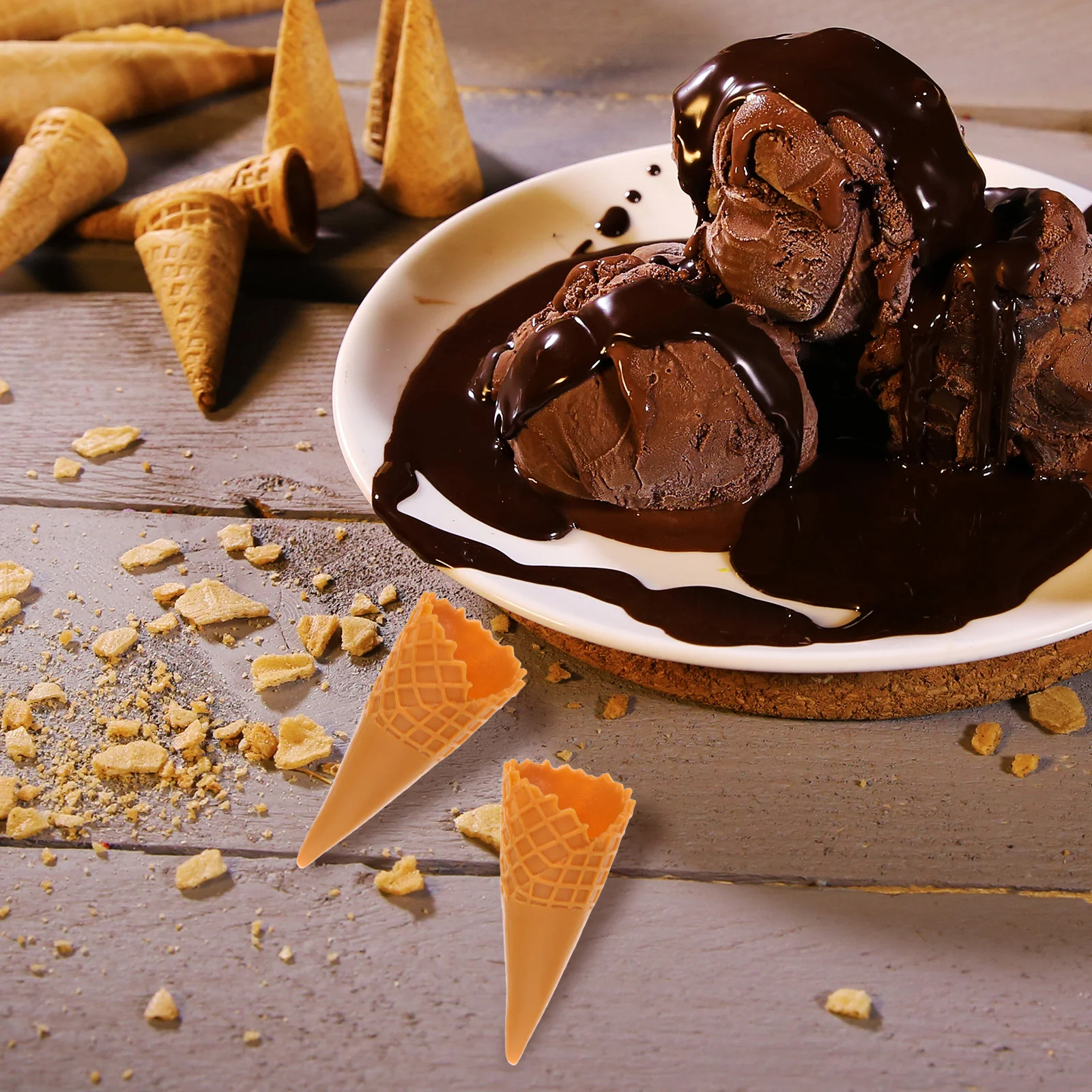 40 pçs mini cone de sorvete crocante waffle titular realista fingir comida para casa de bonecas suprimentos cozinha decorações festa verão