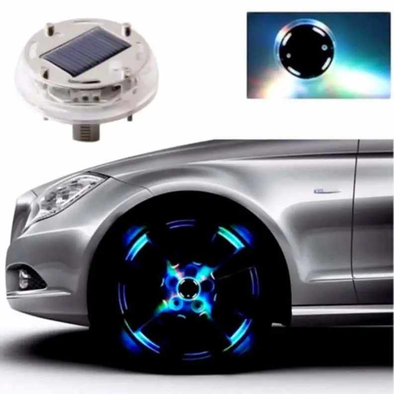 

Auto Parts 12 LED RGB Car Solar Flash Wheel Tire Rim Light Car Colorful Atmospheric Wheel Hub Lights Car Decorative