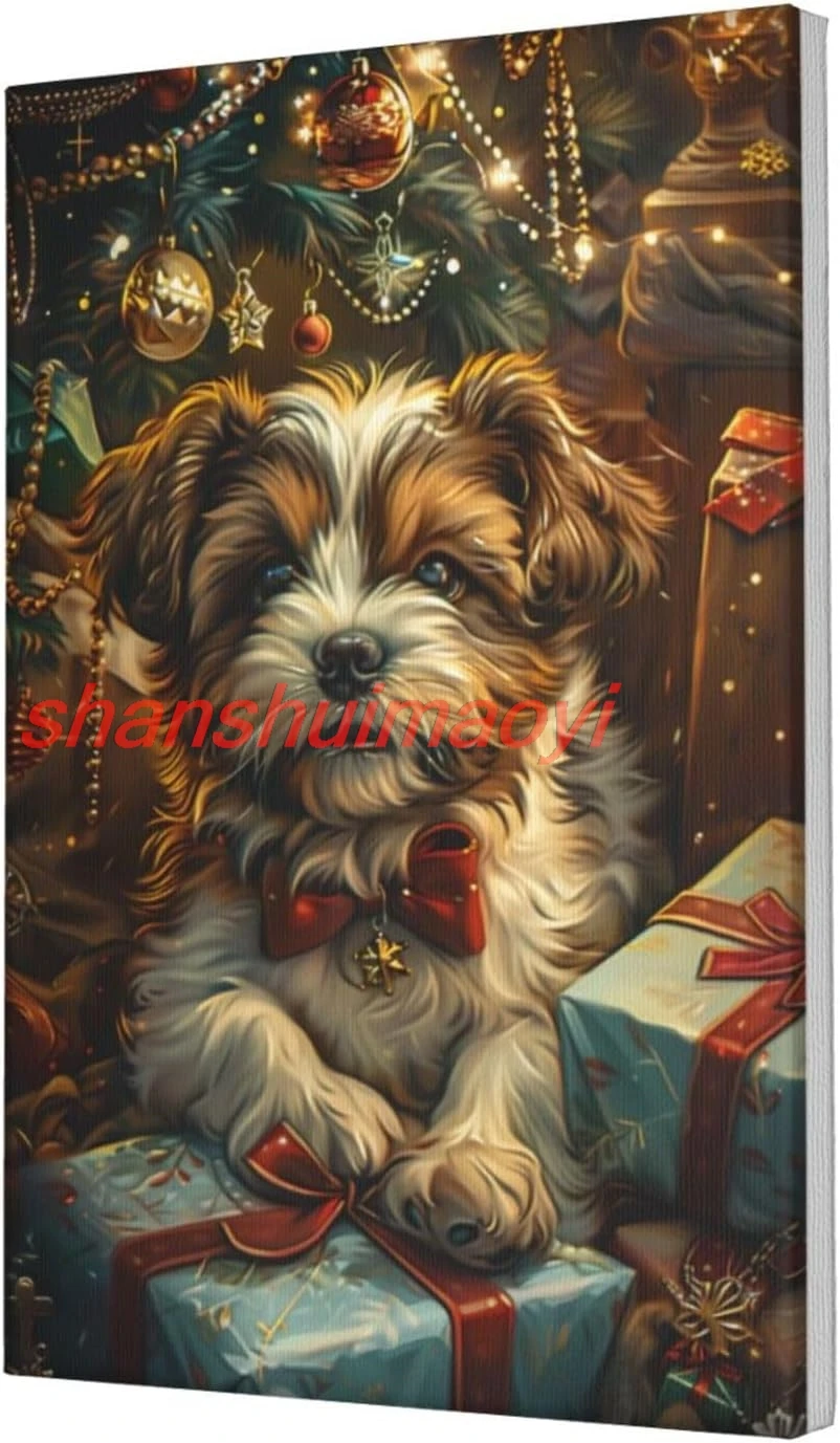 MA6GE8DE Picture Canvas Cute Puppy & Gift,Home Room Decor Living Room Accessory,Festival Decoration,Modern Art Puppy &a ALIA