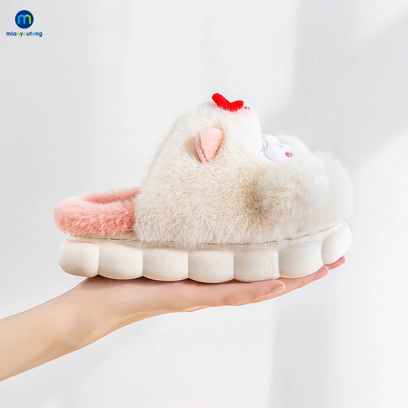 Children Cute Cotton Slipper Soft Autumn Winter Warm Baby Boy Girl Indoor Home Bedroom Thick Sole Parent-child Shoes Miaoyoutong