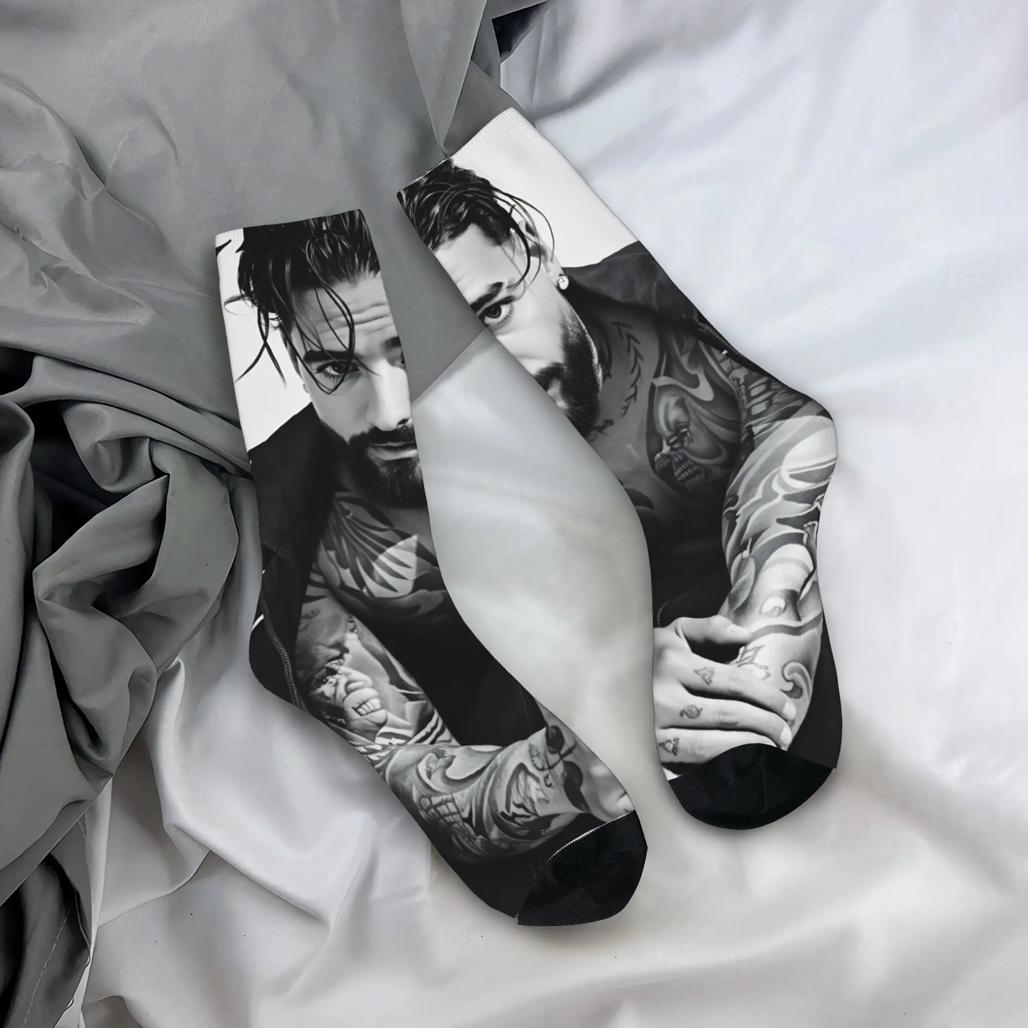 Men Socks Maluma Singer  Stockings Spring Harajuku Soft Socks Design Outdoor Non Skid Socks