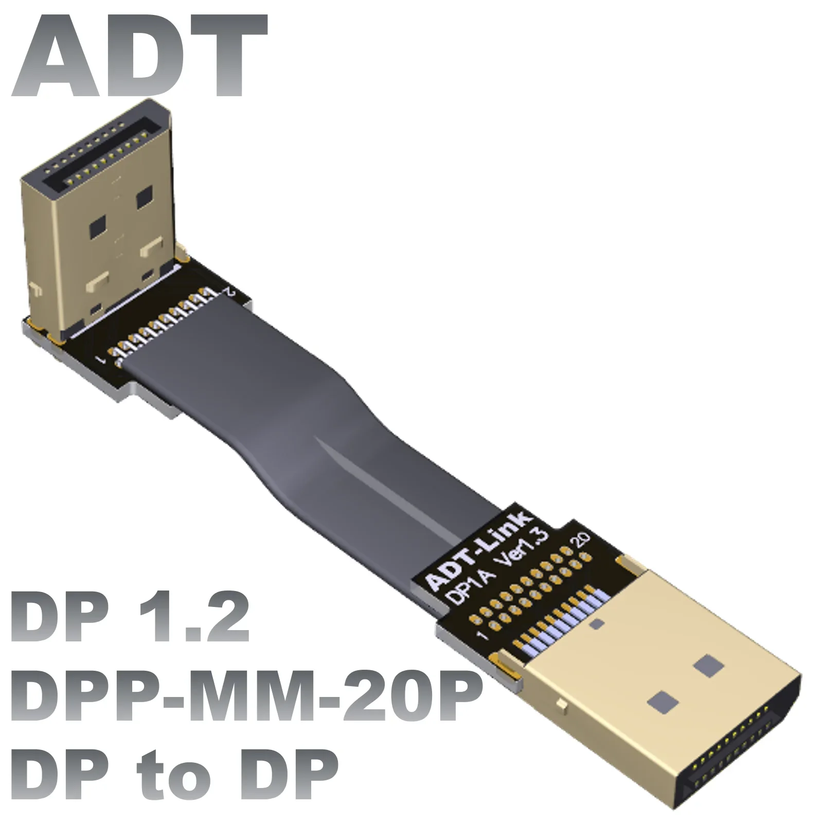 

DP Male to Male Extension Cable Displayport DP1.2 Corner Connection Flat Thin Soft Graphics Card Connection Cable ADT