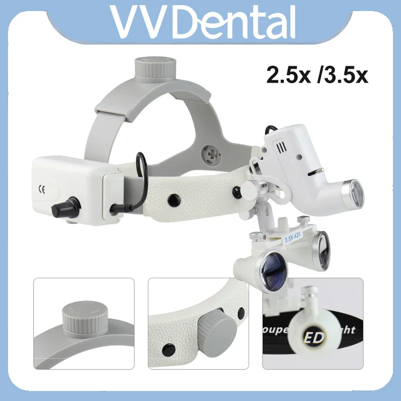 

VVDental бинокль лупы светодиодный свет хирургическая лупа 2,5X/3,5X фара 5 Вт налобный фонарь хирургические лупы стоматологическое оборудование