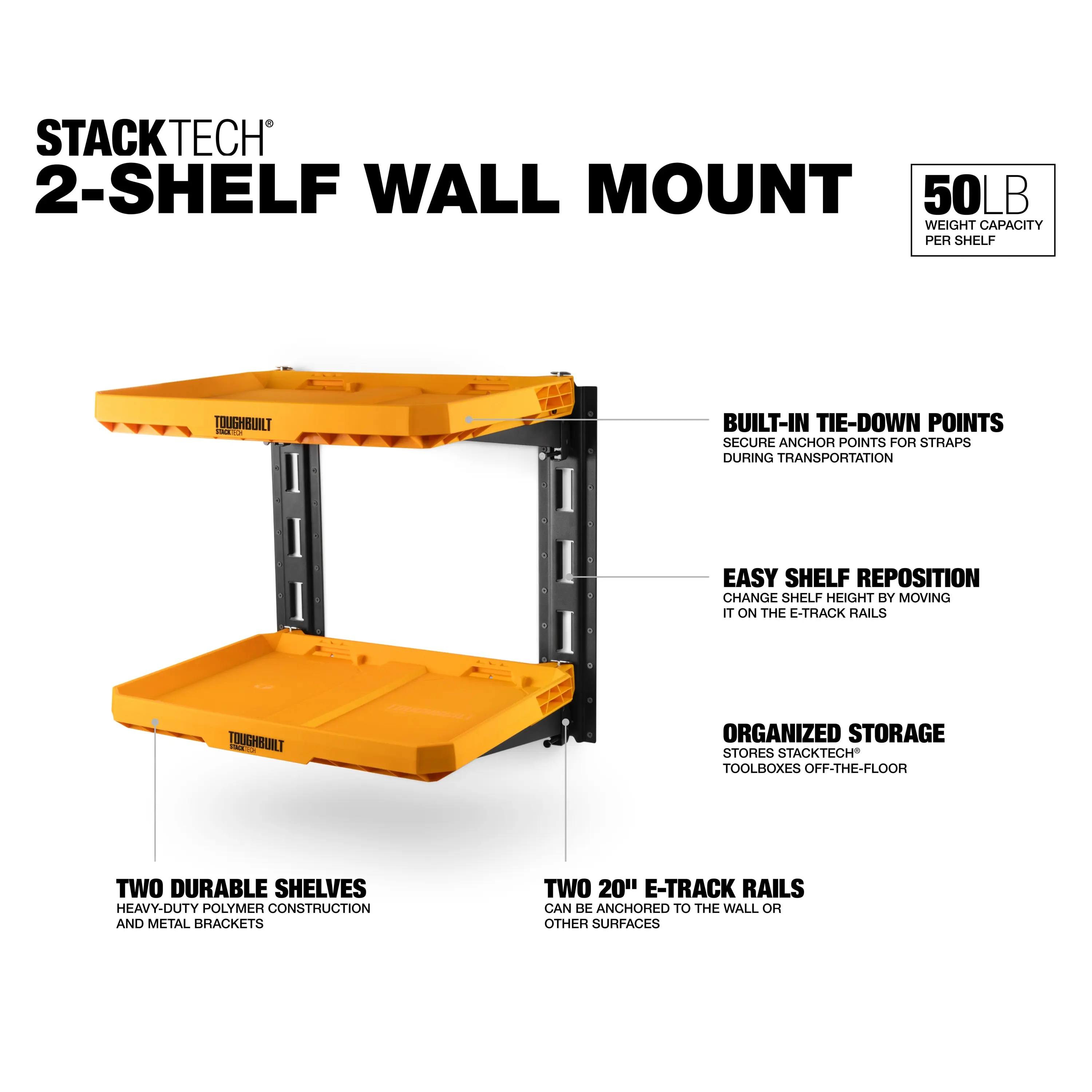 TOUGHBUILT TB-B1S3-M-20 Stacktech Shelves Wall Bracket Tool Accessories