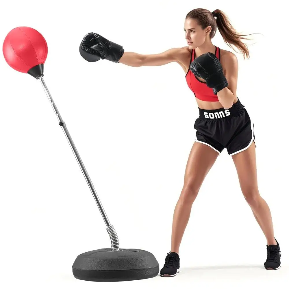 

Punching Bag Reflex Adjustable Height Free Standing with Gloves & Stand for kids Adults for home Gym Workout Speed Bag Stress