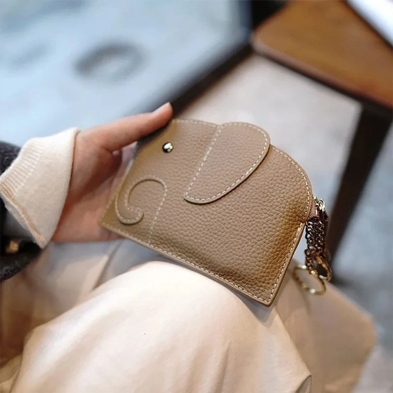 3D Elephant Embellished PU Leather Multi-Color Tassel Coin Pouch Card Holder Credit Card Wallet Small Bag for Women