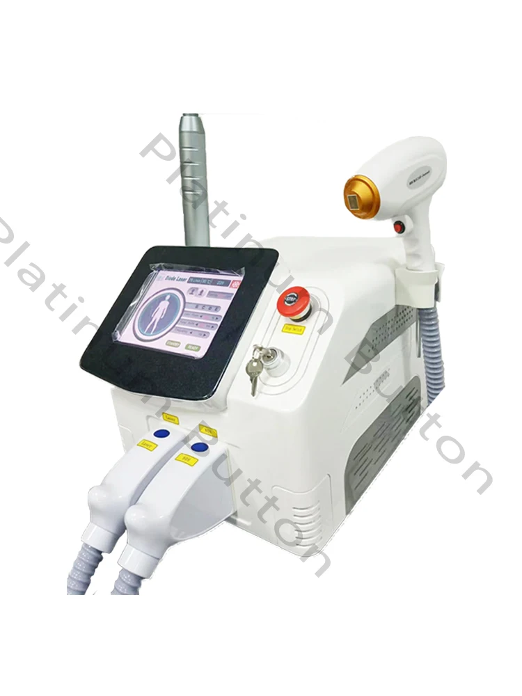 Máquina de eliminación de tatuajes con láser de picosegundo 2 en 1, depilación láser de diodo 10BAR, depilación indolora de 808nm