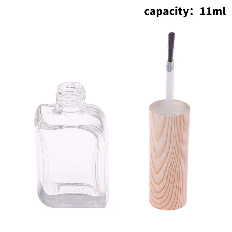 11ml Empty Nail Polish Bottles Wood Grain Cap Nail Gel Bottle Container With A Lid Brush Makeup Nail Gel Containers Bottles