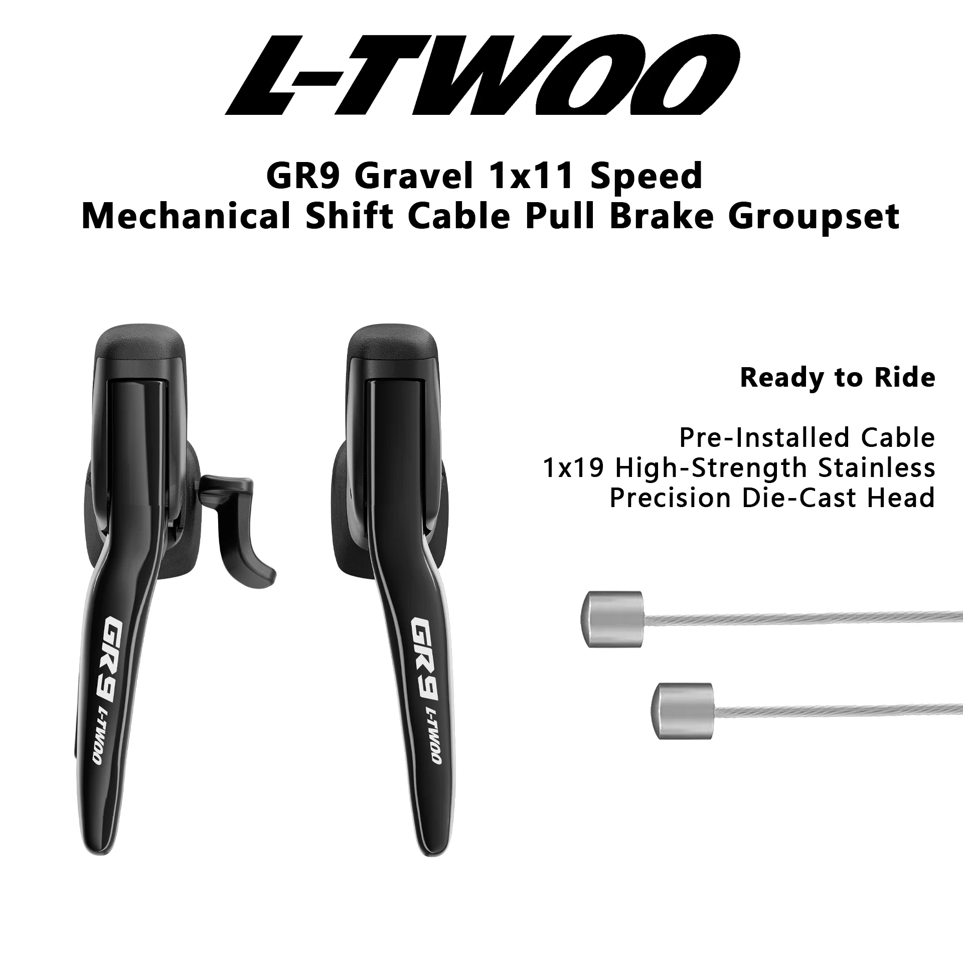 LTWOO GR9 그래블 바이크 1x11단 기어 그룹셋 기계식 변속레버 듀얼 컨트롤 레버 & 리어 디레일러 50T 케이블 풀 디스크 브레이크 키트
