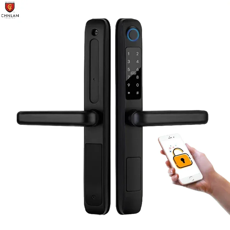 WiFi Outdoor Fingerprint Digital Glass Door Locks Ultrathin Tuyas Smart Waterproof Safe Door Locks for Home