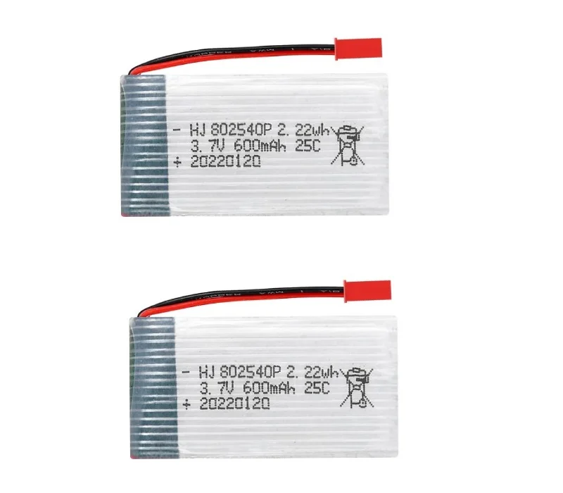Wtyczka JST 1S 3.7V 600mAh 25C bateria Lipo 802540P/USB dla X400 X500 X800 HD1315 HJ818 HJ819 X25 R/C Quadcopter R/C Drone część