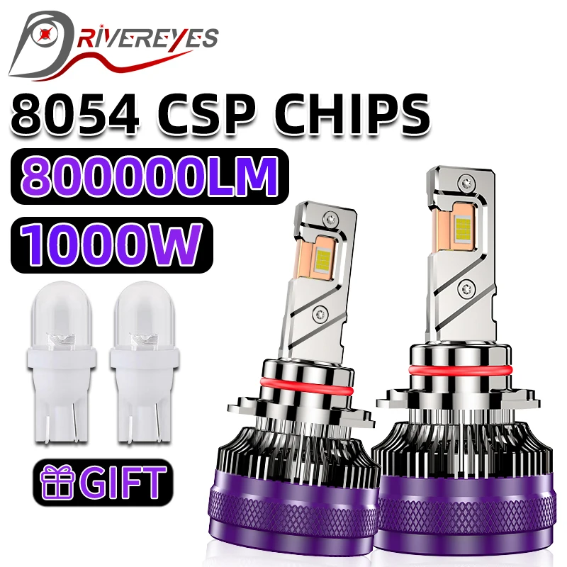 H4 H11 H7 LED Headlight 800000LM 1000W H3 H8 H1 9005 9006 HB3 HB4 9012 HIR2 T10 24PCS 8054 CSP 6500K STG PTF Car Lights Mini 12V