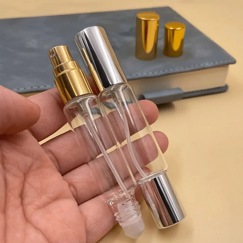 2pcs 0.34oz-Use Perfume Spray Bottles with Rollers - Transparent Glass, | Portable Fragrance Dispenser | Refillable Spray Bottle