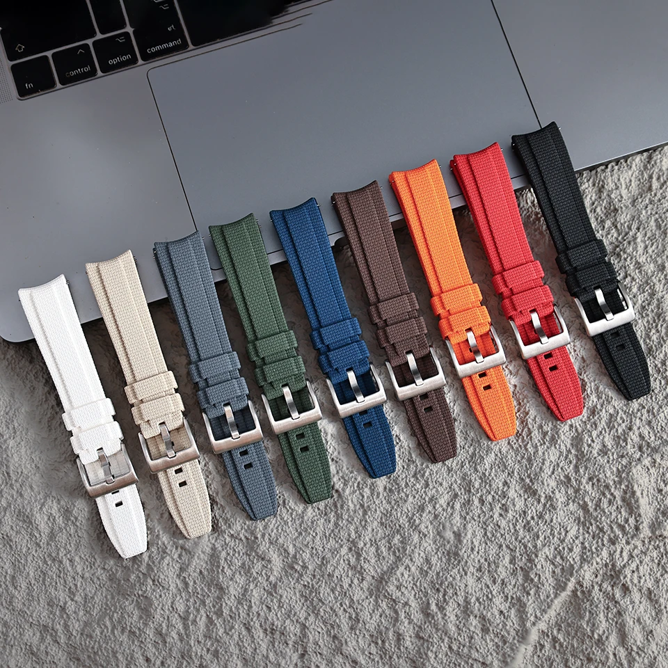 New Degin Curve End Rubber Watch Band Belt 20mm 21mm 22mm FKM Watch Strap Sport Men Wristband for Rolex Seiko Omega Tissot