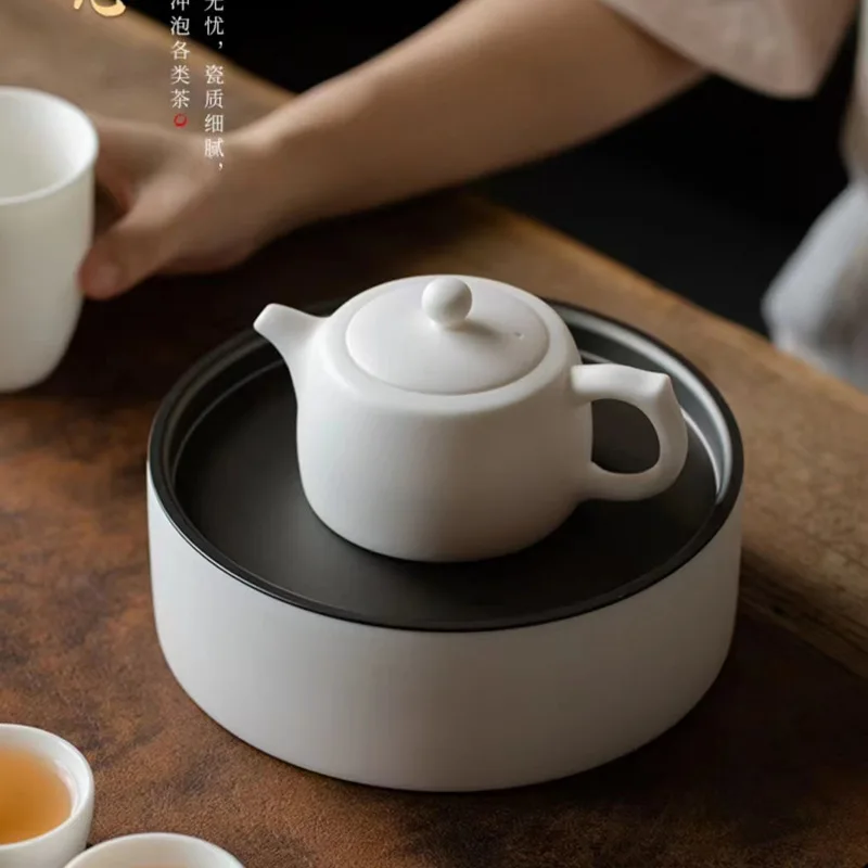 

Xishi Pot Suet Jade White Porcelain Small Xishi Teapot, Ceramic Chinese Kung Fu Tea Set Single Pot Small Brewing Teapot
