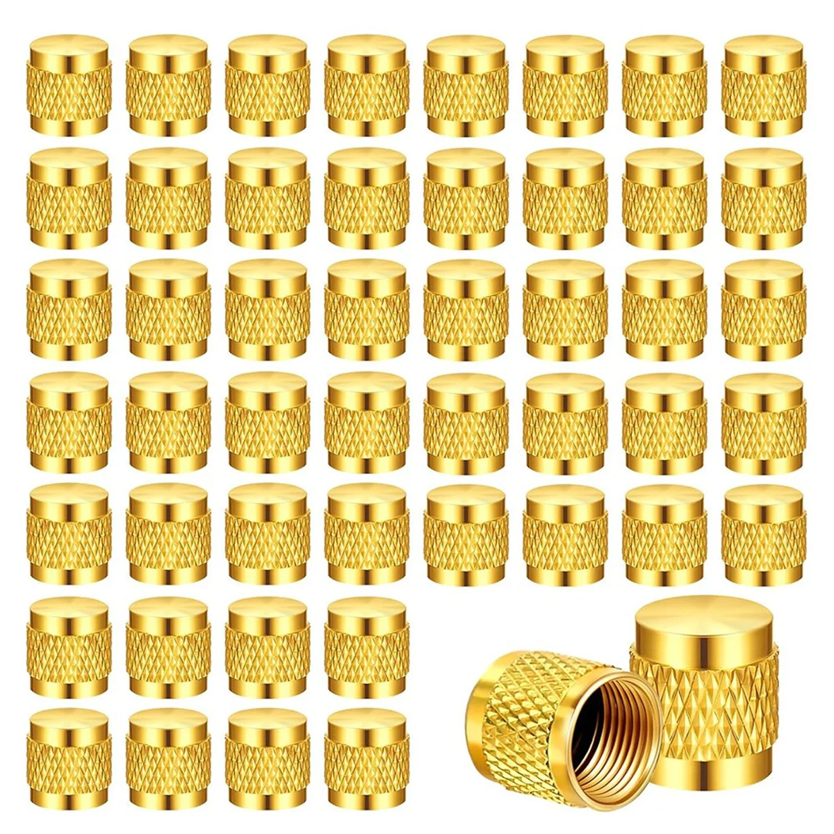 50 Pcs 1/4Inch Brass Flare Cap, Solid Brass Caps with Neoprene O Ring Seal, 1/4Inch SAE HVAC Valve Caps