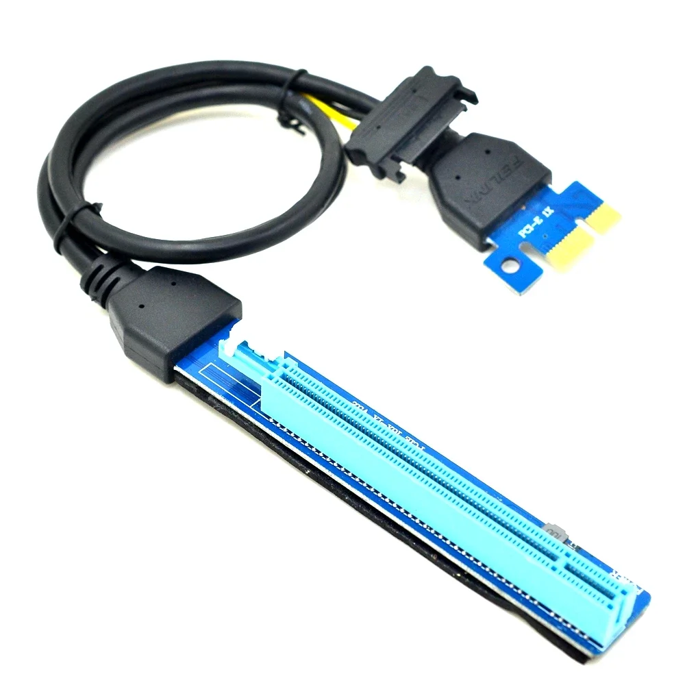 0.6 متر بطاقة الناهض PCI-E PCIE كومبو PCI Express 1x إلى 16x موسع SATA محول الطاقة التعدين Bitcion مينر 570 580 بطاقة الرسومات