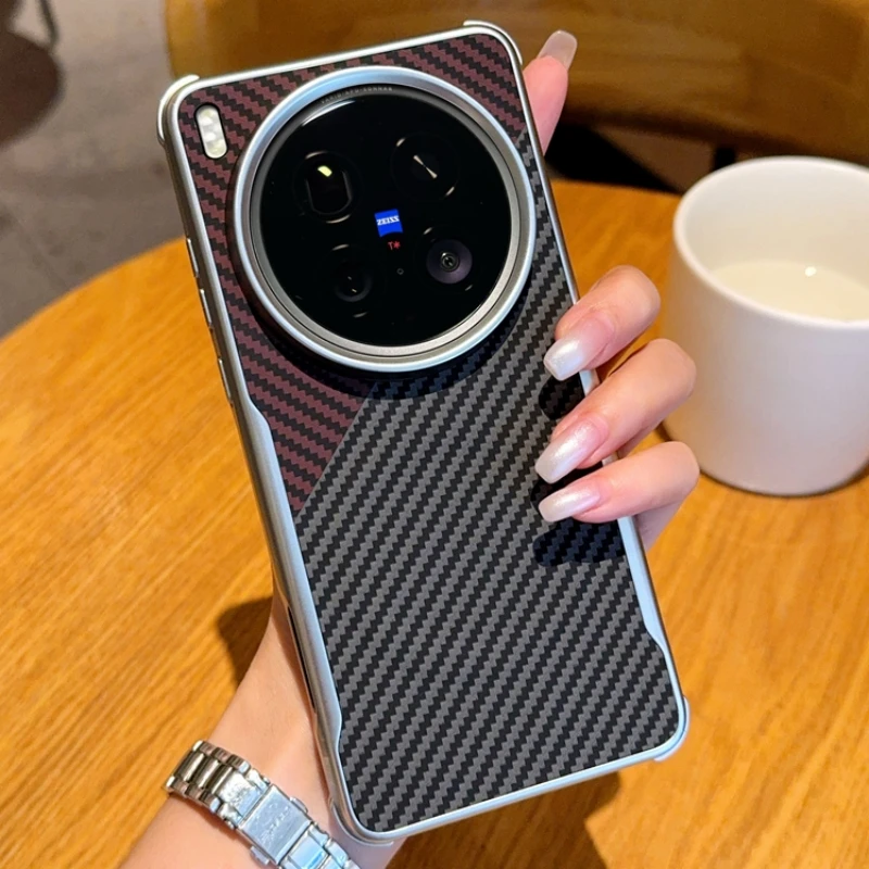 

Case For VIVO X200 Ultra Carbon Fiber Magnetic Lens Ring Heightened Camera Protect Phone Cover For VIVO X200s X200Pro Mini Shell
