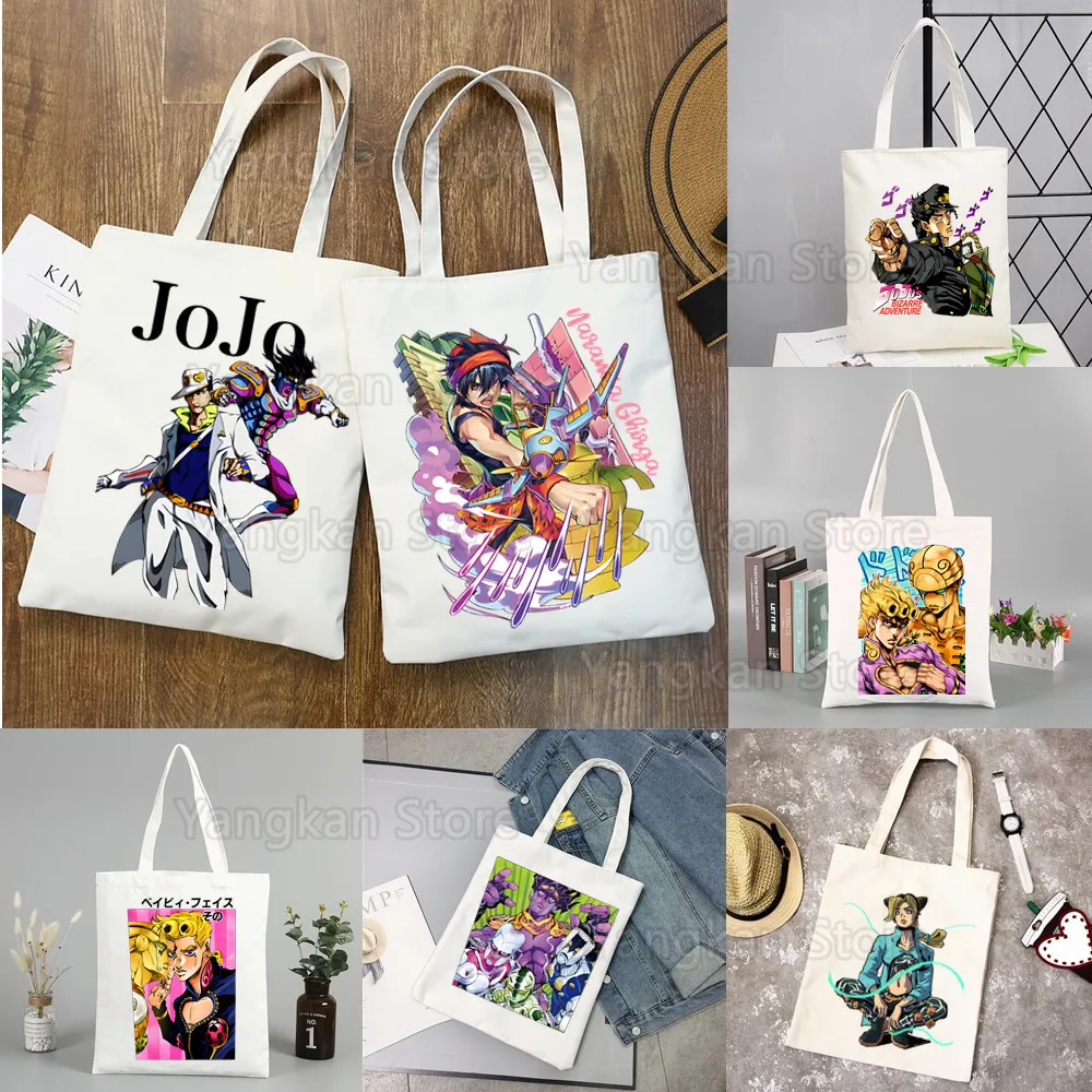 Jojos Bizarre Adventure Shopper Bags for Women Resuable Tote Bag Harajuku Large Capacity Shopping Bag Anime Printing