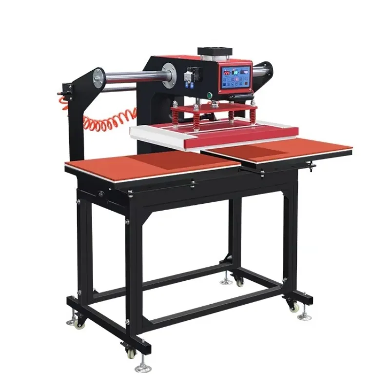 Pressa di calore automatica avanzata a doppia stazione con piattaforma scorrevole per la stampa su tessuti su larga scala