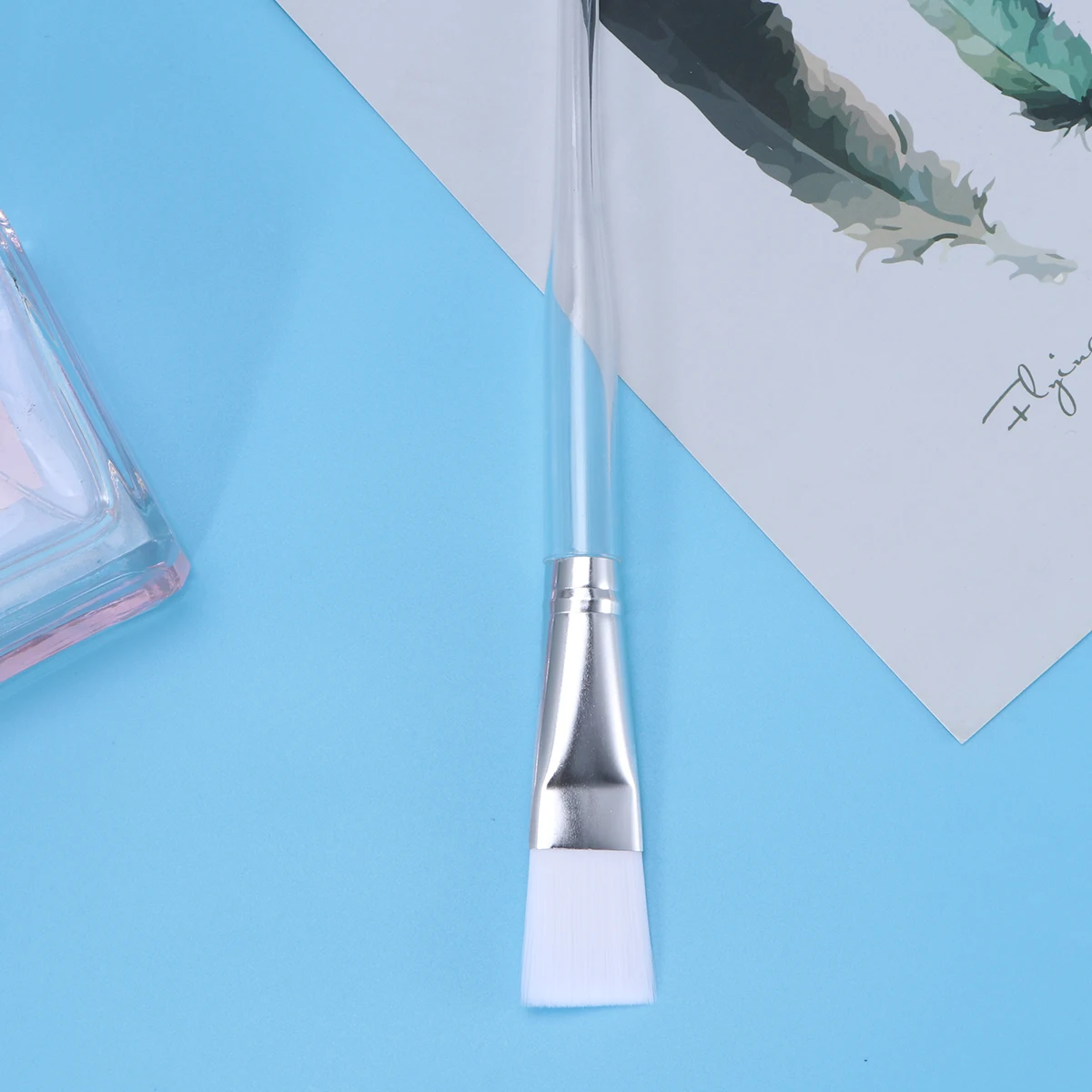 1 Uds. Cepillo para máscara profesional, aplicación cómoda para el rostro, herramienta de maquillaje para el cuidado de la piel, mango largo transparente, uso doméstico duradero