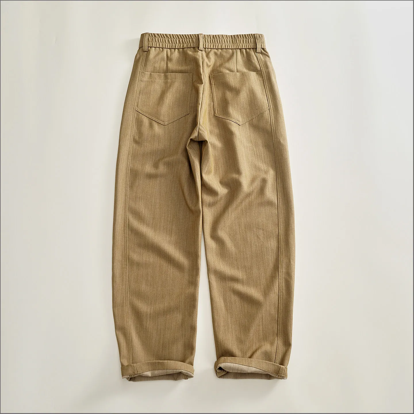 Autumn New American Retro Comfortable Solid Color Folded Pleats Elastic Waist Cargo Pants Men's Multi-pocket Casual Trousers