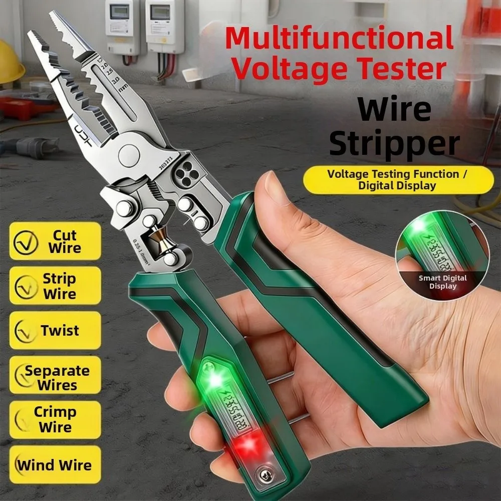 Multifunctional Wire Stripping Pliers Digital Display Cables Crimping Wire Stripper Peeling And Crimping Non-slip Handle