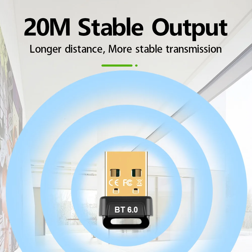 Bluetooth 6.0 アダプタ USB ワイヤレス音楽 Bluetooth レシーバートランスミッター PC/ラップトップドライバー無料プラグアンドプレイ Win8.1/10/11