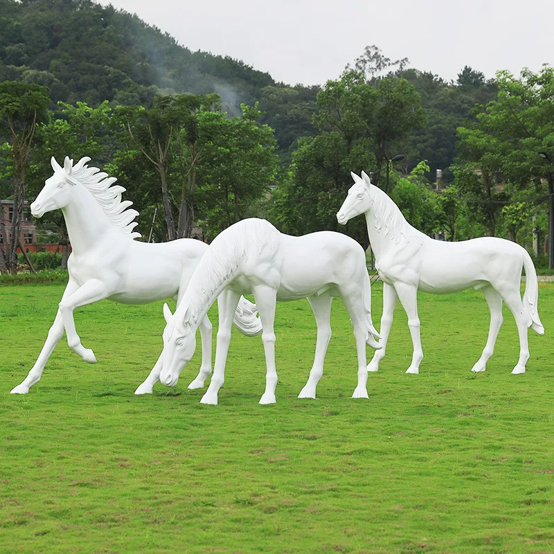 Simulation large-scale horse sculpture ornament fiberglass garden landscape park green space real estate community decoration