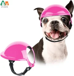 Helmet with Ear Holes for Small Dog, Pet Hat for Puppy and Cat, Safety Cap, Adjustable Strap, Head Protection for Outdoor Biking