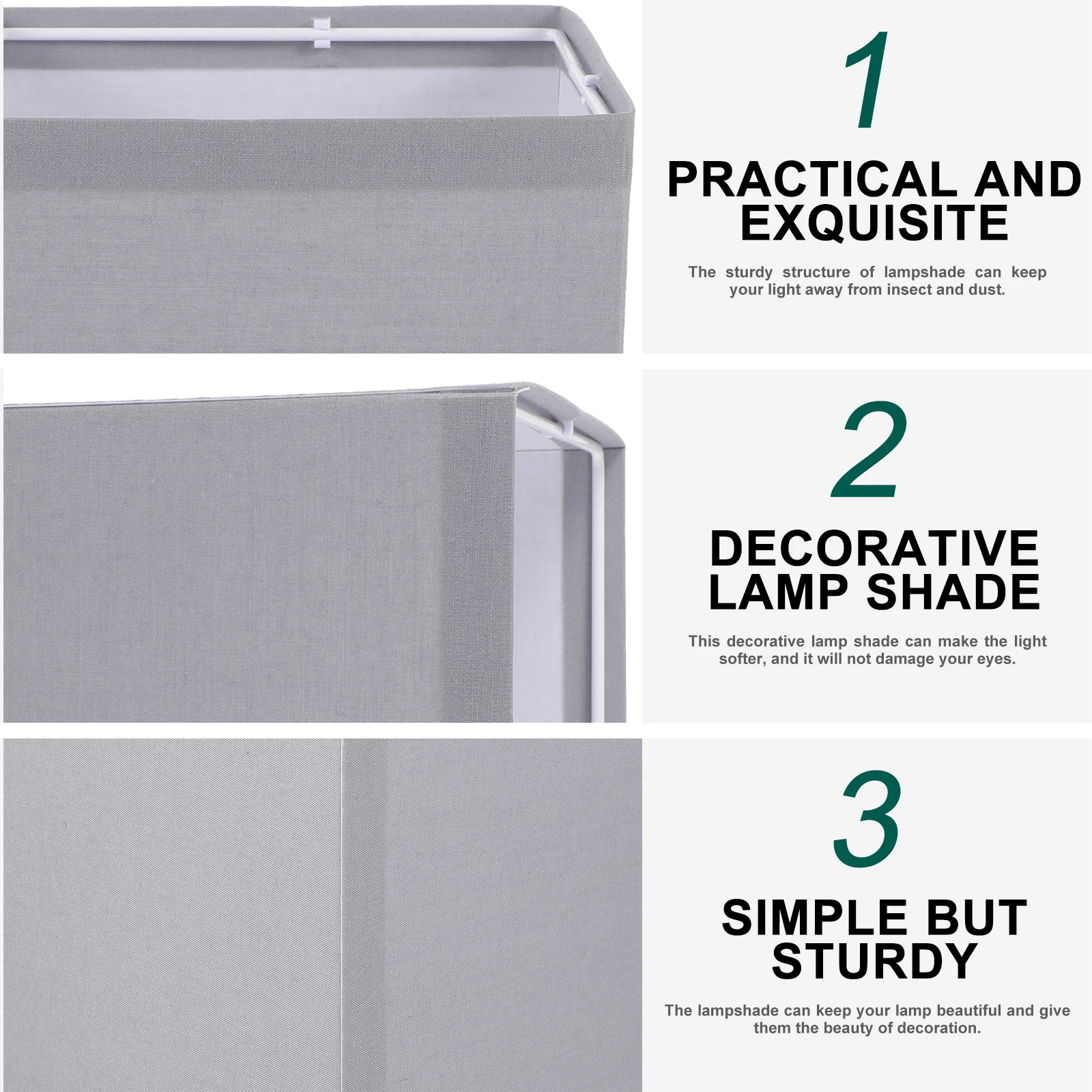 غطاء غطاء مصباح مربع بديل لمصباح أرضي مكتب الطاولة E27 من القماش المعدني عاكس الضوء موزع الضوء المزخرف #2
