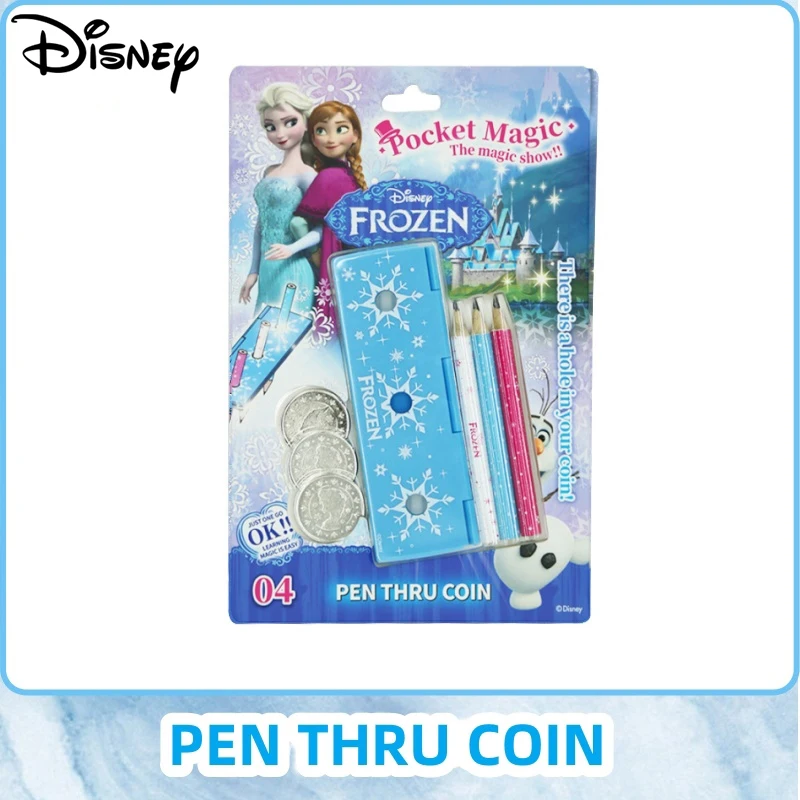 

Disney Magic Tricks FROZEN Elsa Magic Pencil Through Coins Trick Toys For Kids Easy Close-up Funny Magic Props Easy to Play