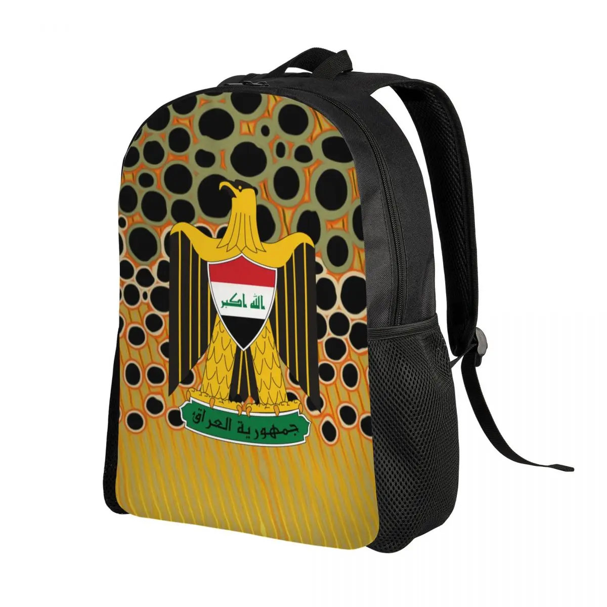 Personalized Emblem Of Iraq Backpack Men Women Basic Bookbag for School College Iraqi Flag Eagle Bags