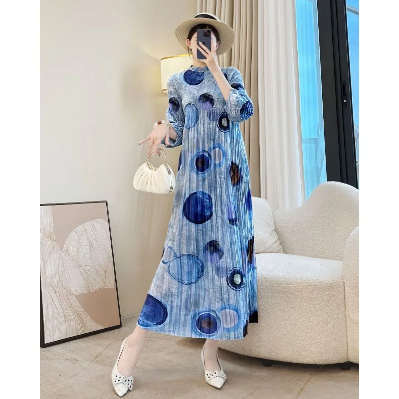 Miyake Herbst Neue Damen Plissee Kleider Lose Große Größe Stretch Casual Nahen Osten Ballkleider Formelle Anlässe Tragen