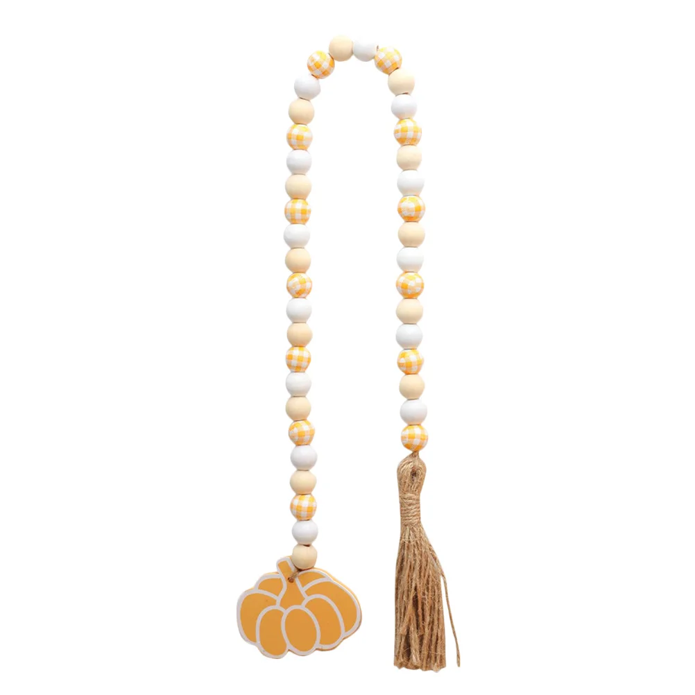 

Thanksgiving Wooden Bead Garland Wood Beading Tassel Pendant Home Hanging Decor Rustic Farmhouse Bead Ornament Thanksgiving