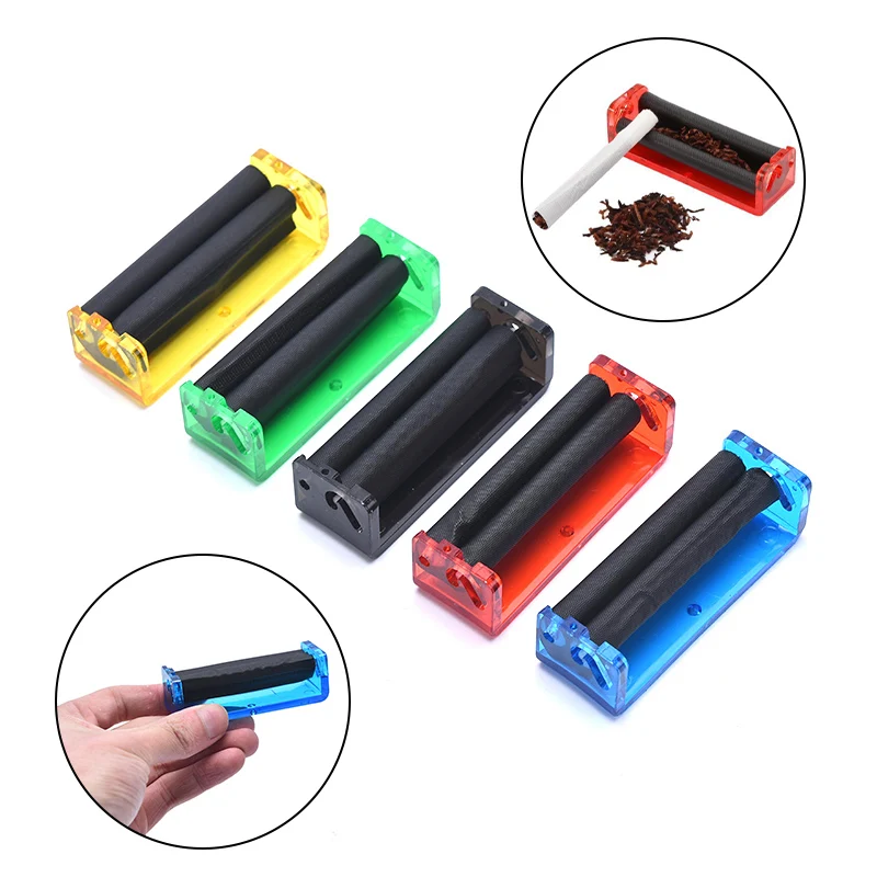 【1PC Random 70mm Easy Manual Cigarette Tobacco Smoking Roller Maker Rolling Machine Clear】
